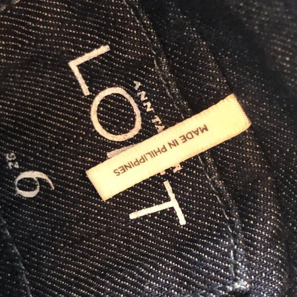 ANN TAYLOR LOFT Blue Denim Button Front Stretch Blazer Jacket - Picture 2 of 4